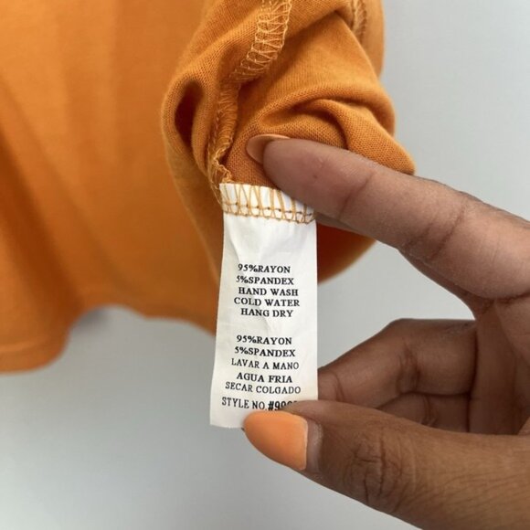 Women's Large Marigold Orange Pull Over Tank Top Dress Spaghetti Straps Bodycon - Picture 3 of 6